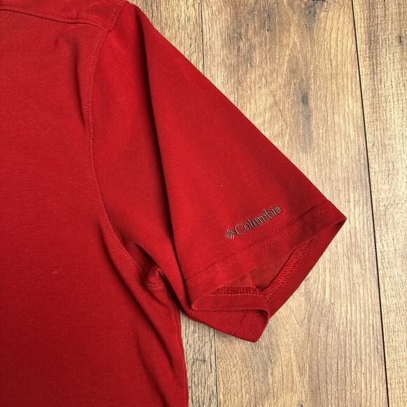 Columbia Elm Creek Polo Shirt Men's Medium Red‎ Short Sleeve Omni-Shade Fishing - Picture 4 of 9